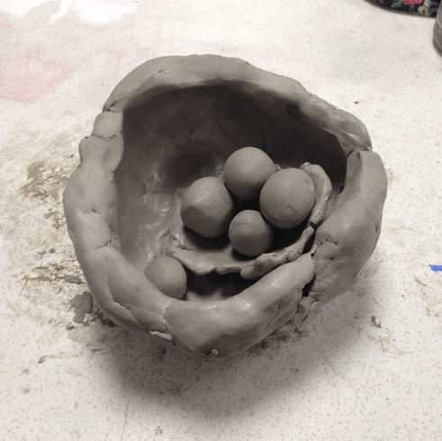 Nest artwork made with clay